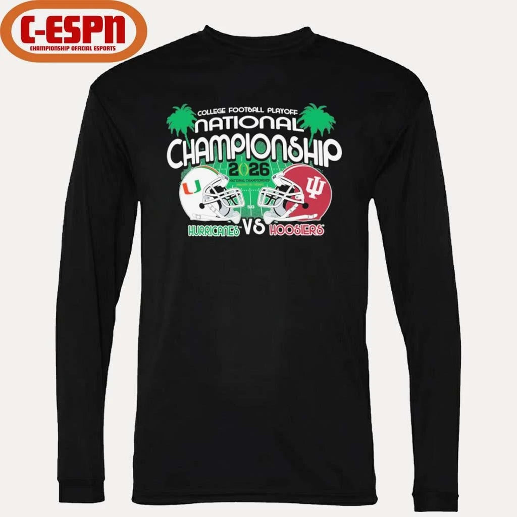 Official Indiana Vs Miami 2026 CFP National Championship Dual Helmet T-Shirt