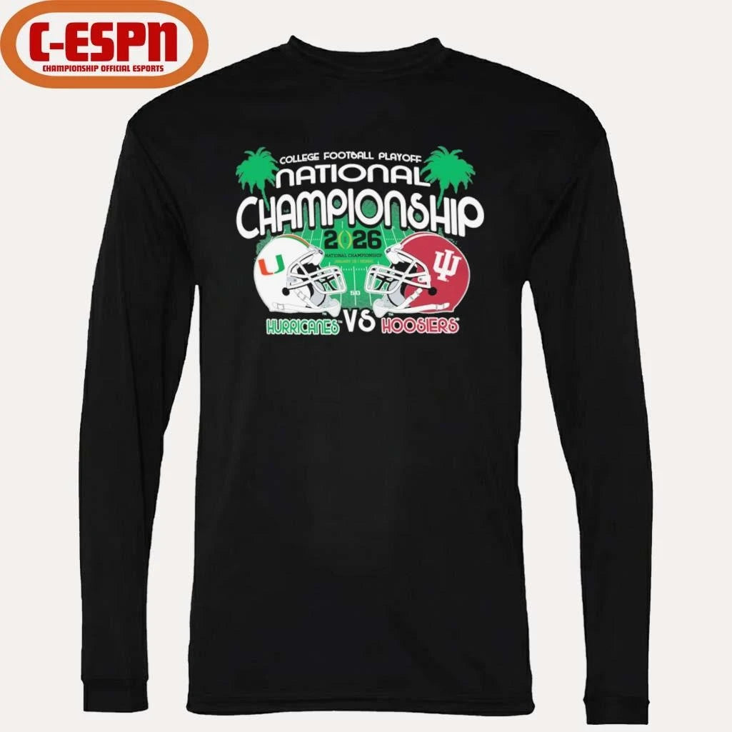 Official Indiana Vs Miami 2026 CFP National Championship Dual Helmet T-Shirt
