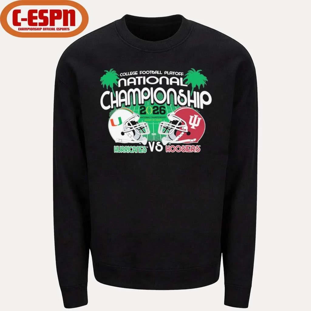 Official Indiana Vs Miami 2026 CFP National Championship Dual Helmet T-Shirt