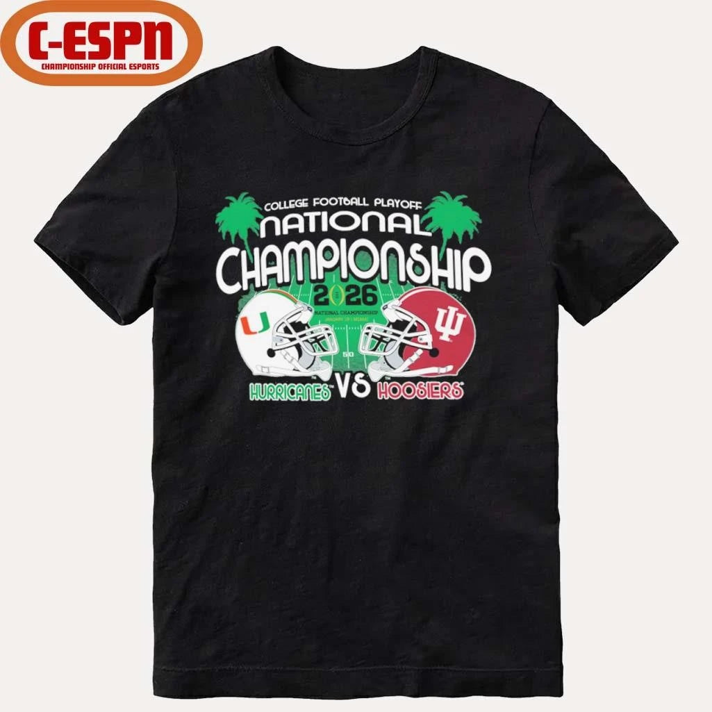Official Indiana Vs Miami 2026 CFP National Championship Dual Helmet T-Shirt