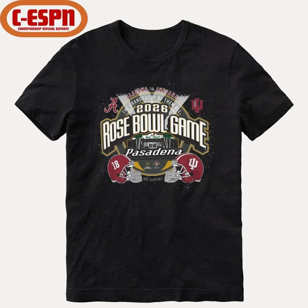 Official Indiana vs Alabama Football 2026 Rose Bowl Head to Head stadium shirt