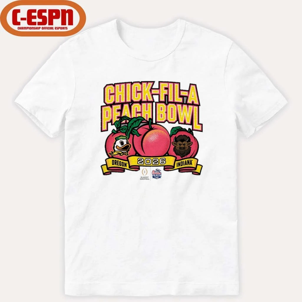 Official Indiana vs. Oregon 2026 Peach Bowl Shirt
