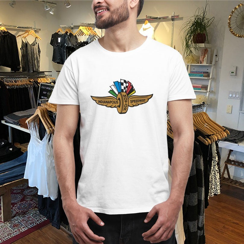 Official Indianapolis Motor Speedway Wing Wheel Flag Logo Shirts