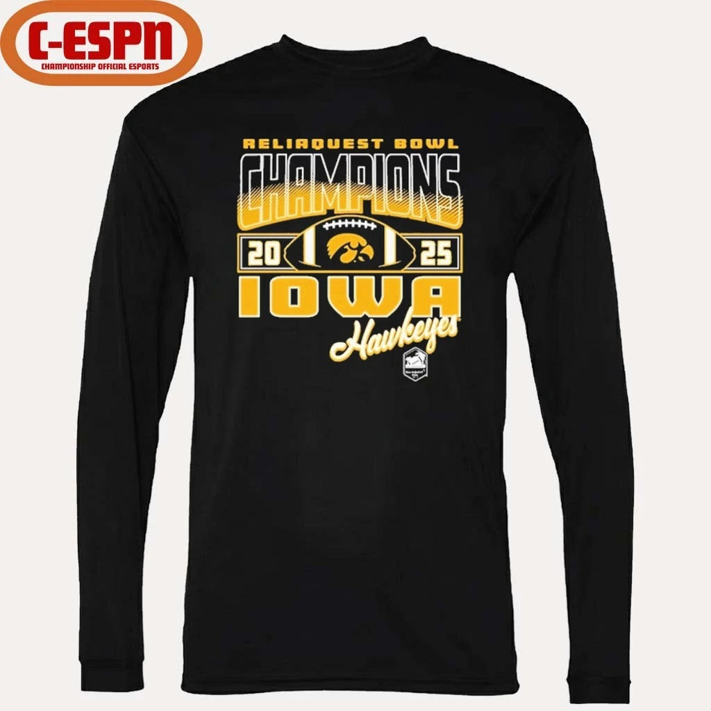 Official Iowa Hawkeyes 2025 Reliaquest Bowl Champions Official T-Shirt
