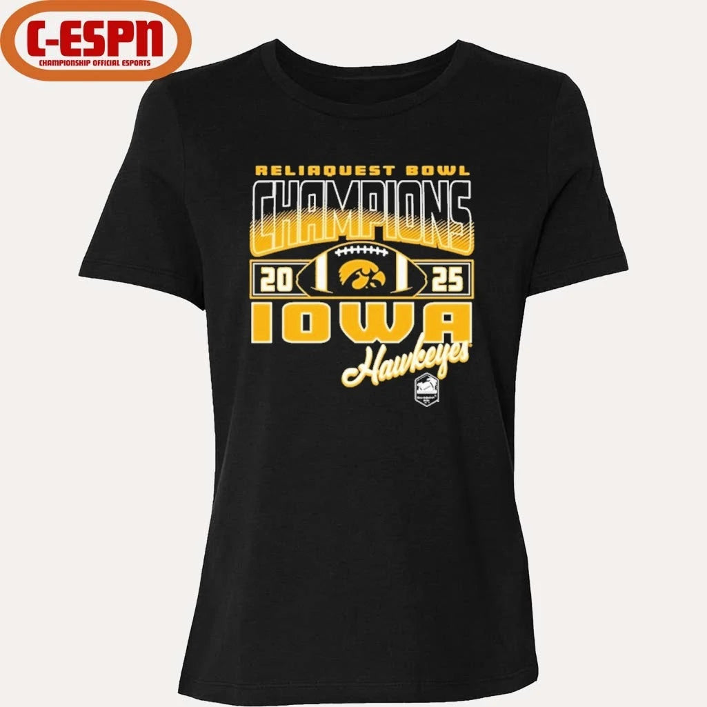 Official Iowa Hawkeyes 2025 Reliaquest Bowl Champions Official T-Shirt
