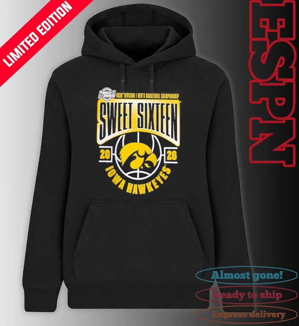 Official Iowa Hawkeyes 2026 NCAA Men’s Basketball Tournament March Madness Sweet 16 T-Shirt