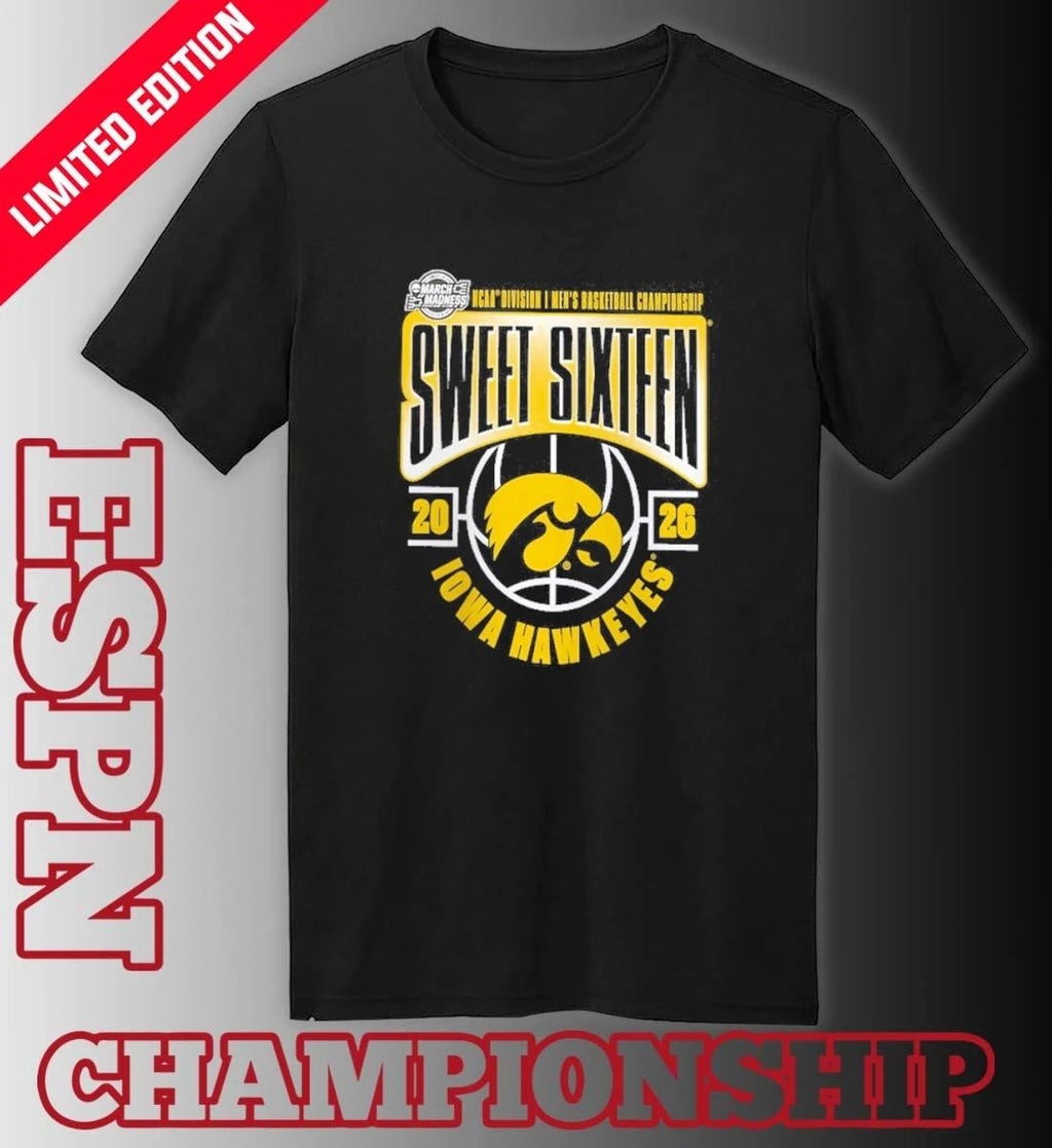 Official Iowa Hawkeyes 2026 NCAA Men’s Basketball Tournament March Madness Sweet 16 T-Shirt