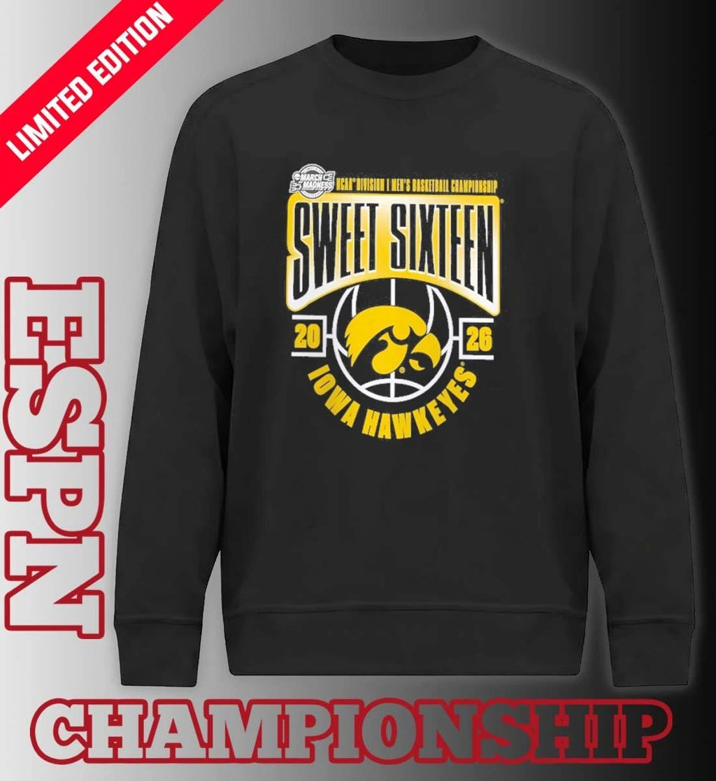 Official Iowa Hawkeyes 2026 NCAA Men’s Basketball Tournament March Madness Sweet 16 T-Shirt