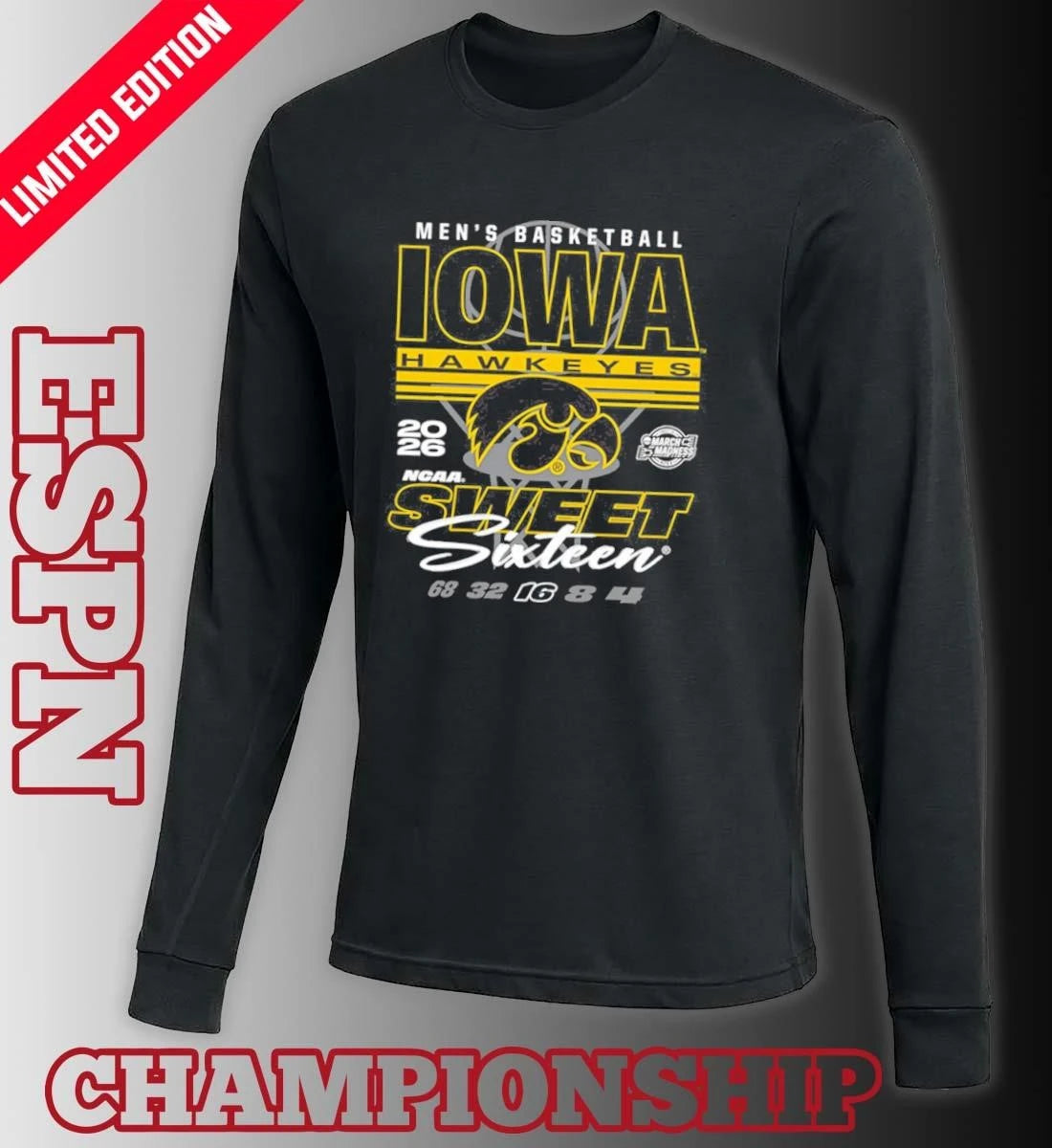 Official Iowa Hawkeyes 2026 NCAA Men’s March Madness Sweet 16 Bound Net Shirt