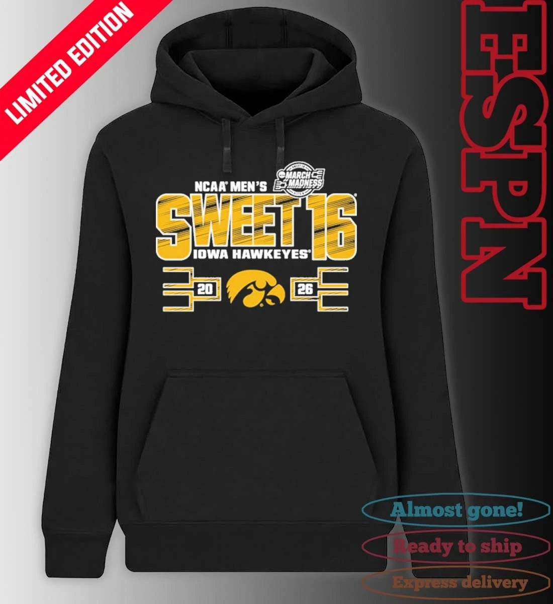 Official Iowa Hawkeyes NCAA Men’s Basketball Sweet 16 Shirt
