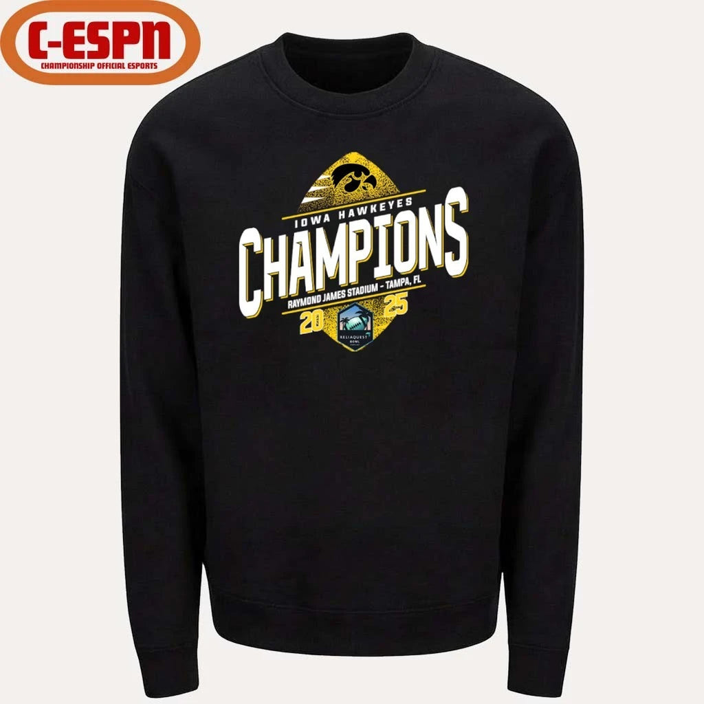 Official Iowa Hawkeyes Reliaquest Bowl Champions T-Shirt