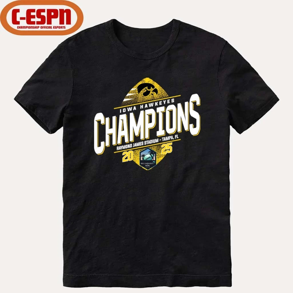 Official Iowa Hawkeyes Reliaquest Bowl Champions T-Shirt