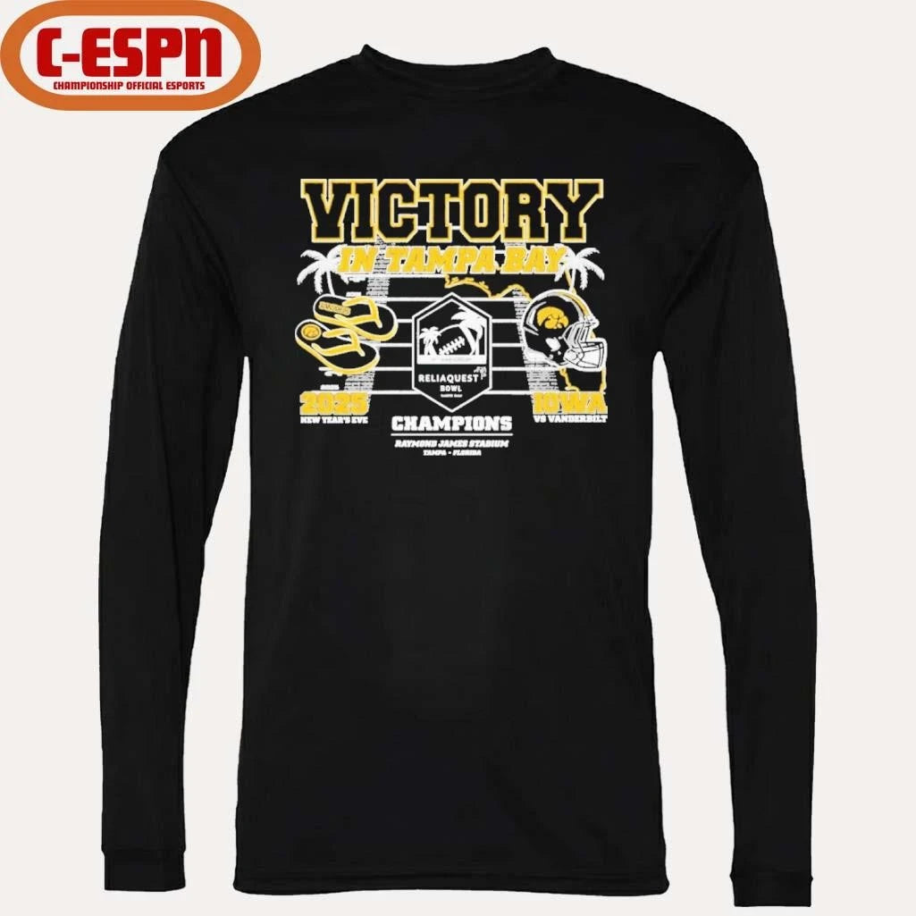 Official Iowa Hawkeyes Victory in Tampa Bay 2025 Reliaquest Bowl Champions shirt