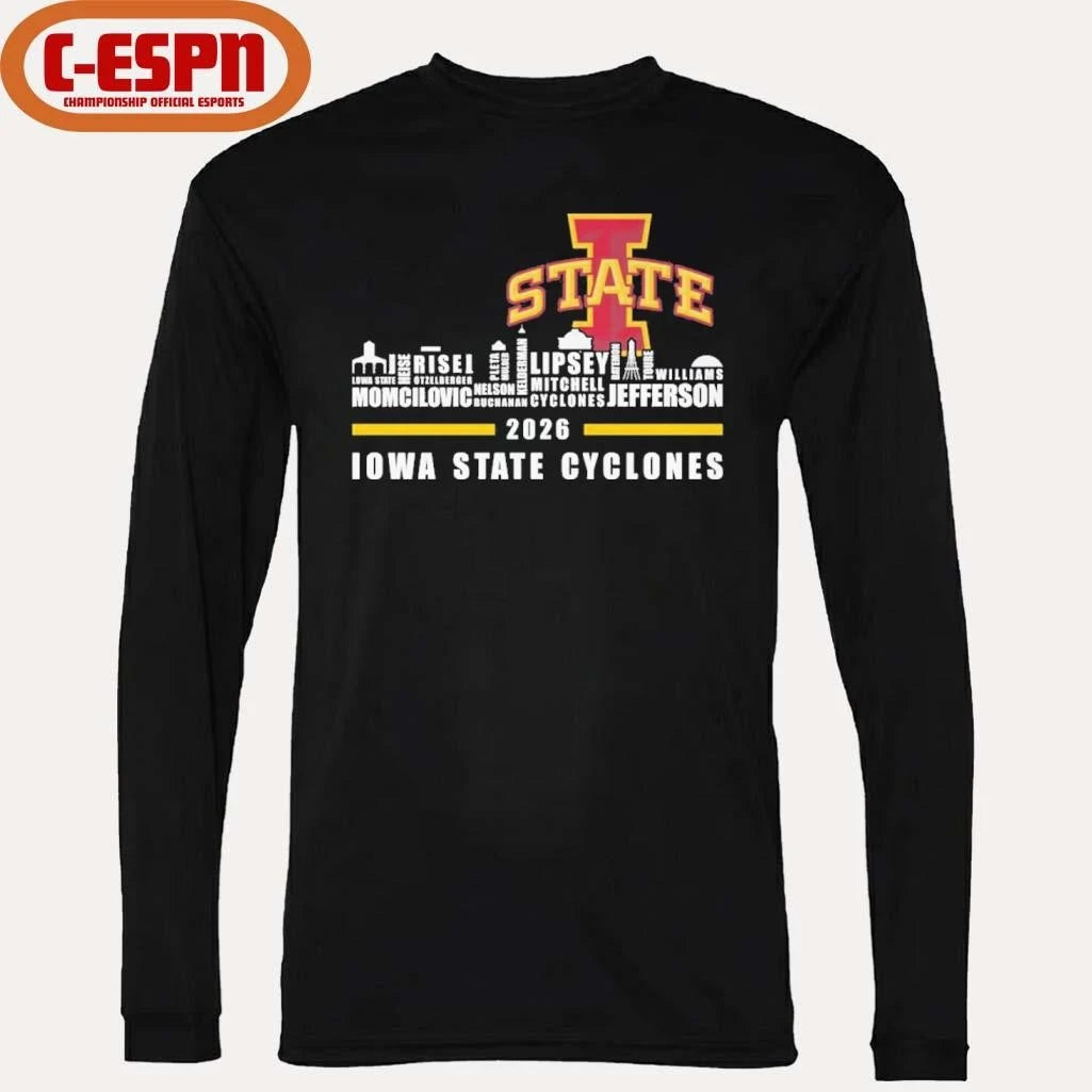 Official Iowa Skyline 2026 Iowa State Cyclones Players Name Shirt