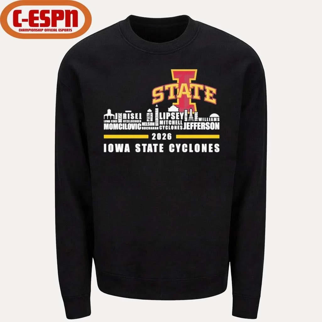 Official Iowa Skyline 2026 Iowa State Cyclones Players Name Shirt
