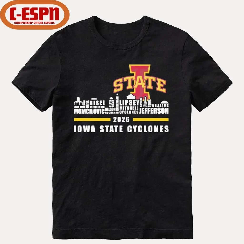 Official Iowa Skyline 2026 Iowa State Cyclones Players Name Shirt