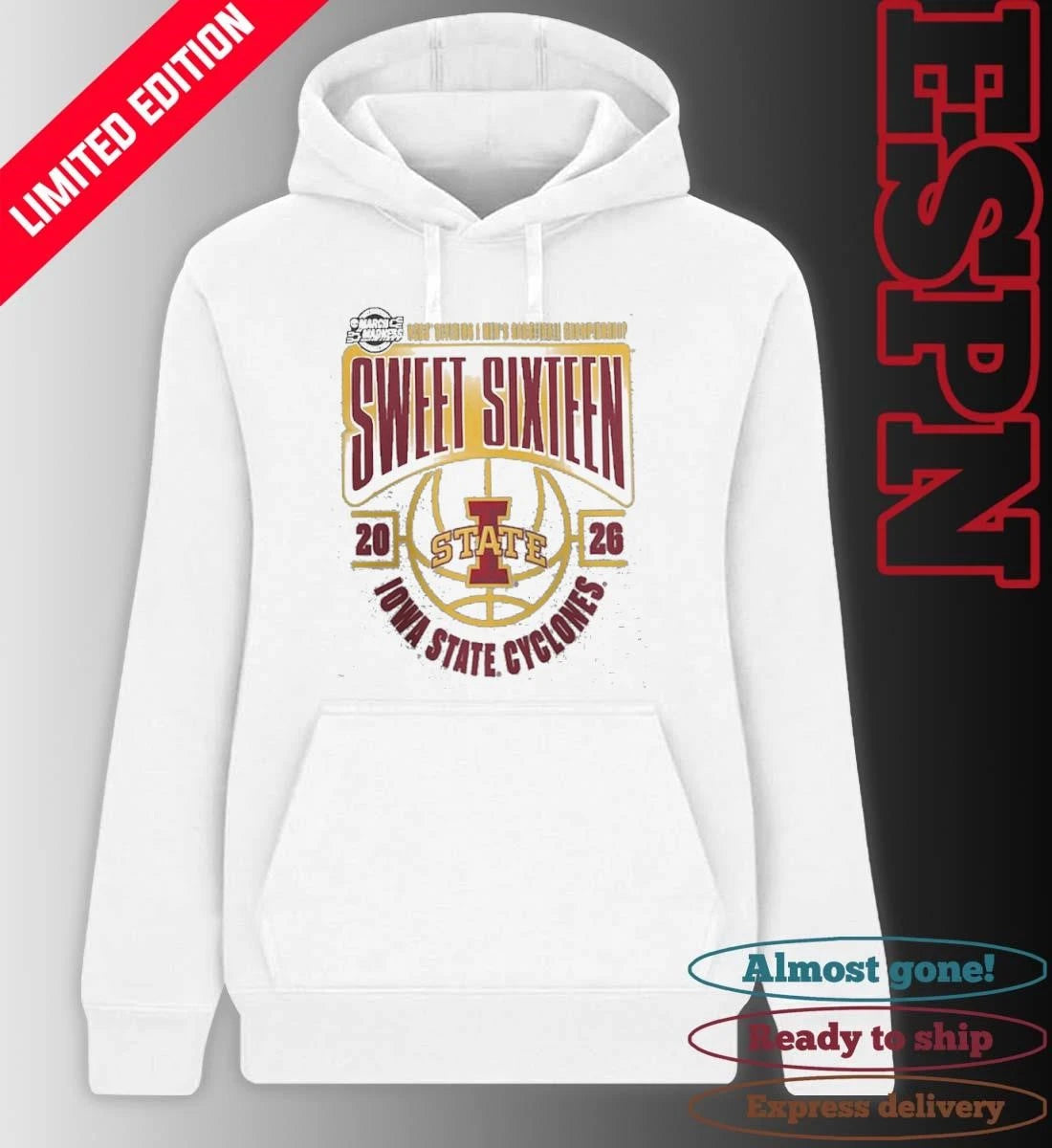 Official Iowa State Cyclones 2026 NCAA Men’s Basketball Tournament March Madness Sweet 16 T-Shirt