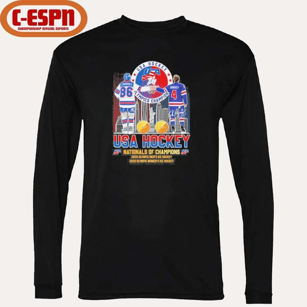 Official Jack Hughes And Caroline Harvey USA Hockey Nationals Of Champions Shirt