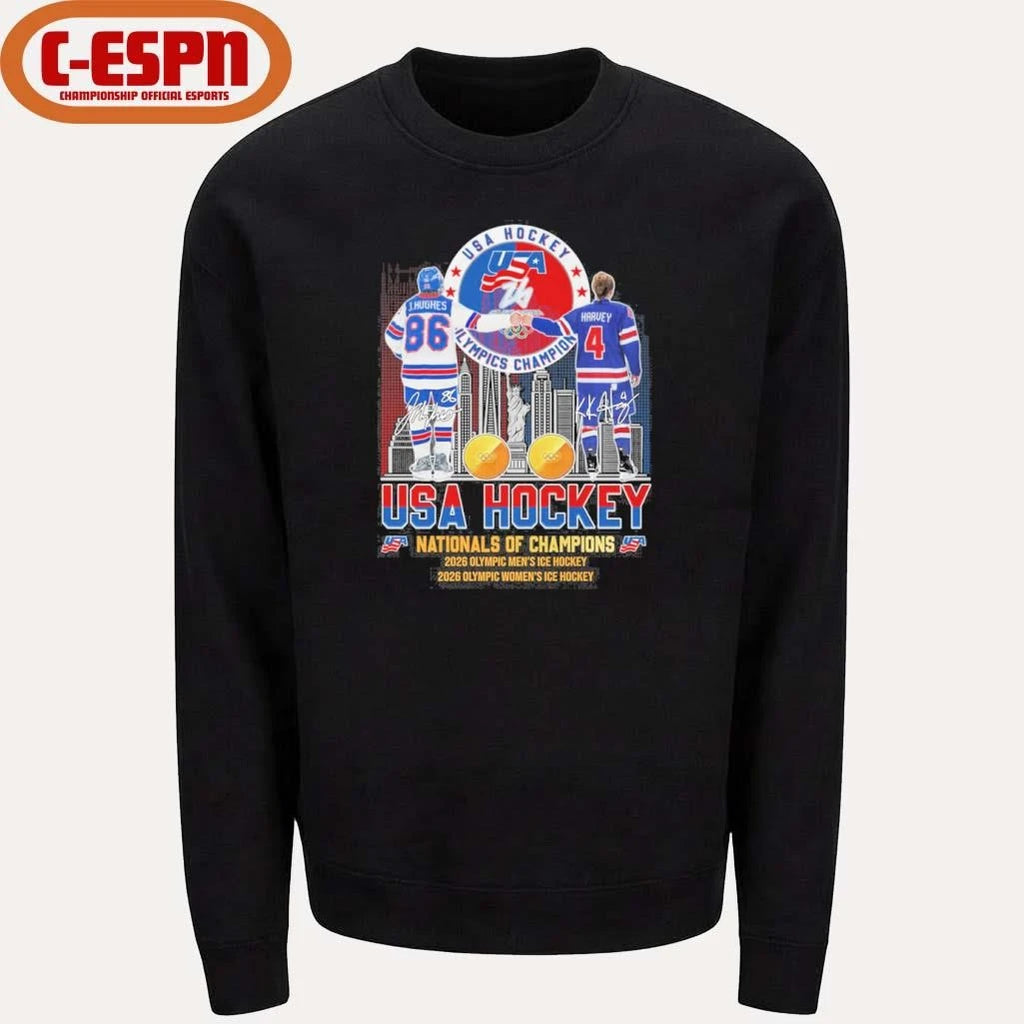 Official Jack Hughes And Caroline Harvey USA Hockey Nationals Of Champions Shirt