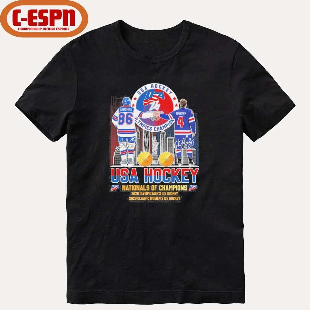 Official Jack Hughes And Caroline Harvey USA Hockey Nationals Of Champions Shirt