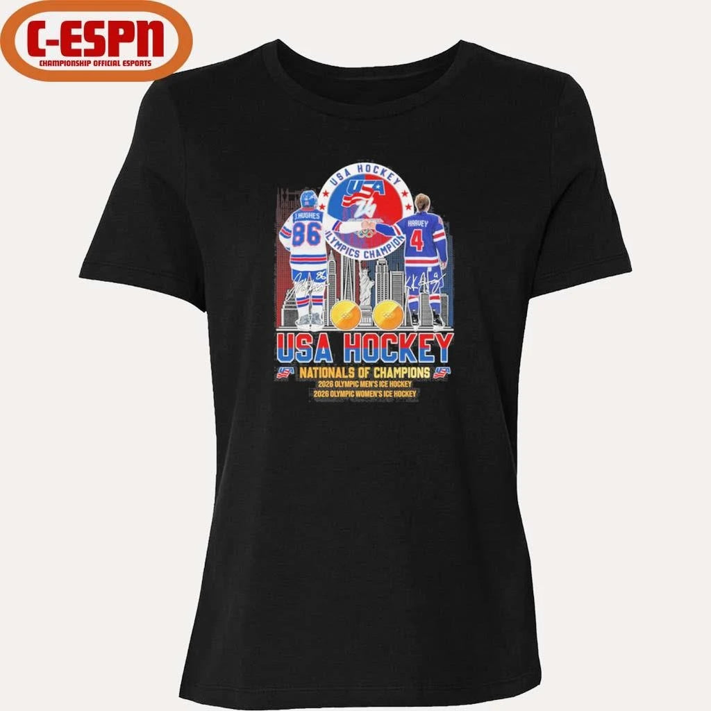 Official Jack Hughes And Caroline Harvey USA Hockey Nationals Of Champions Shirt
