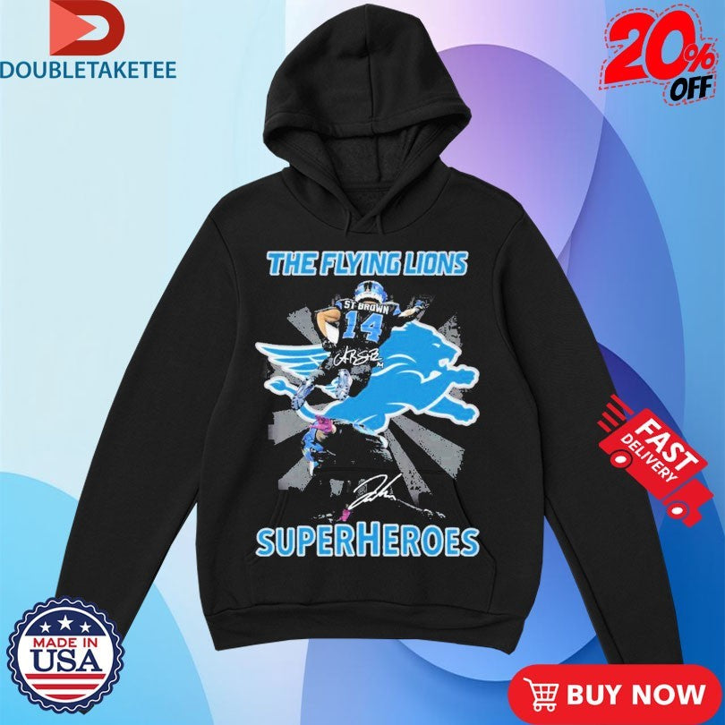 Official Jahmyr Gibbs And Amon-Ra St. Brown The Flying Detroit Lions Super Heroes Shirts