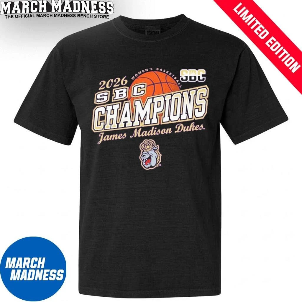 Official James Madison Dukes 2026 Sun Belt Women’s Basketball Tournament Champions T-Shirt