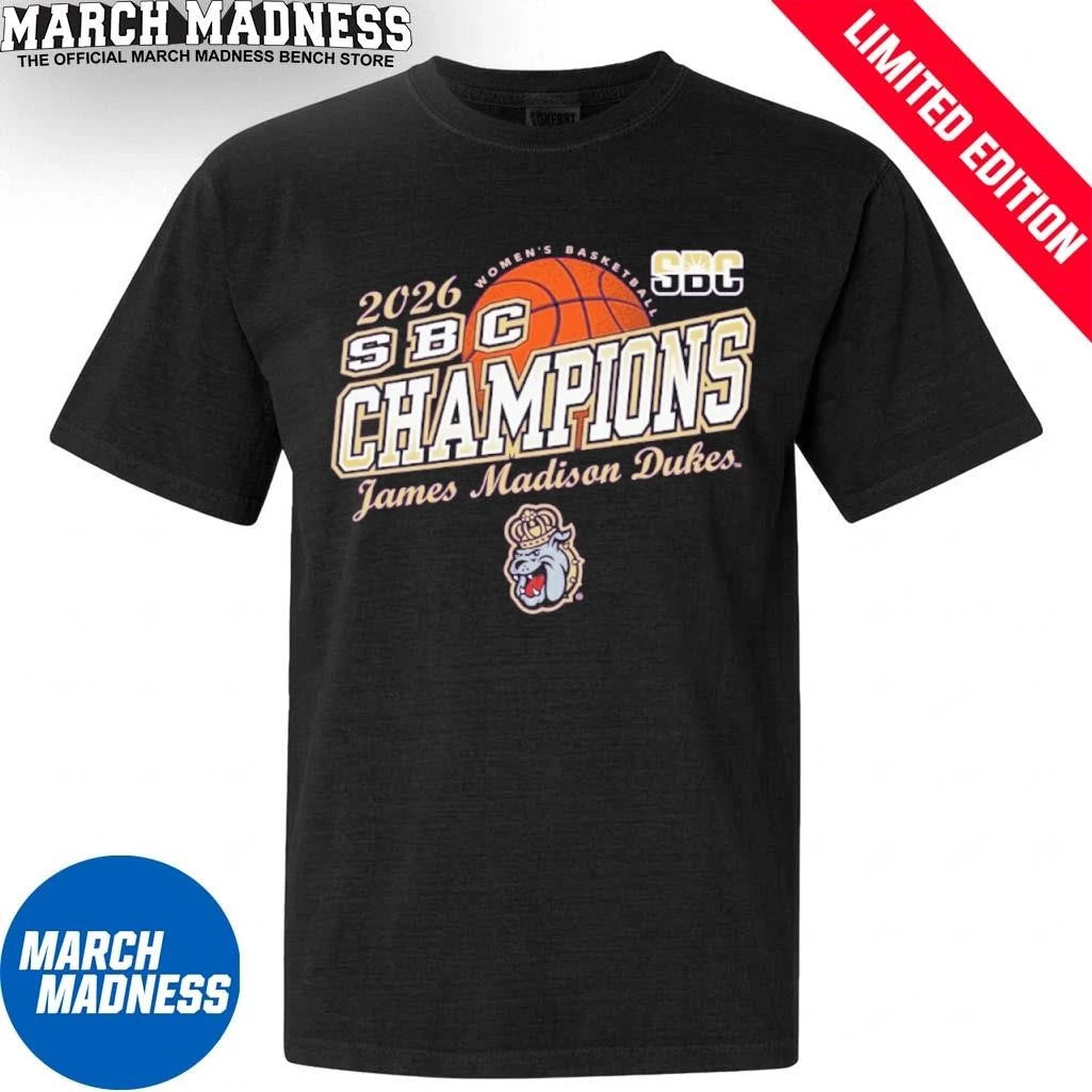 Official James Madison Dukes 2026 Sun Belt Women’s Basketball Tournament Champions T-Shirt