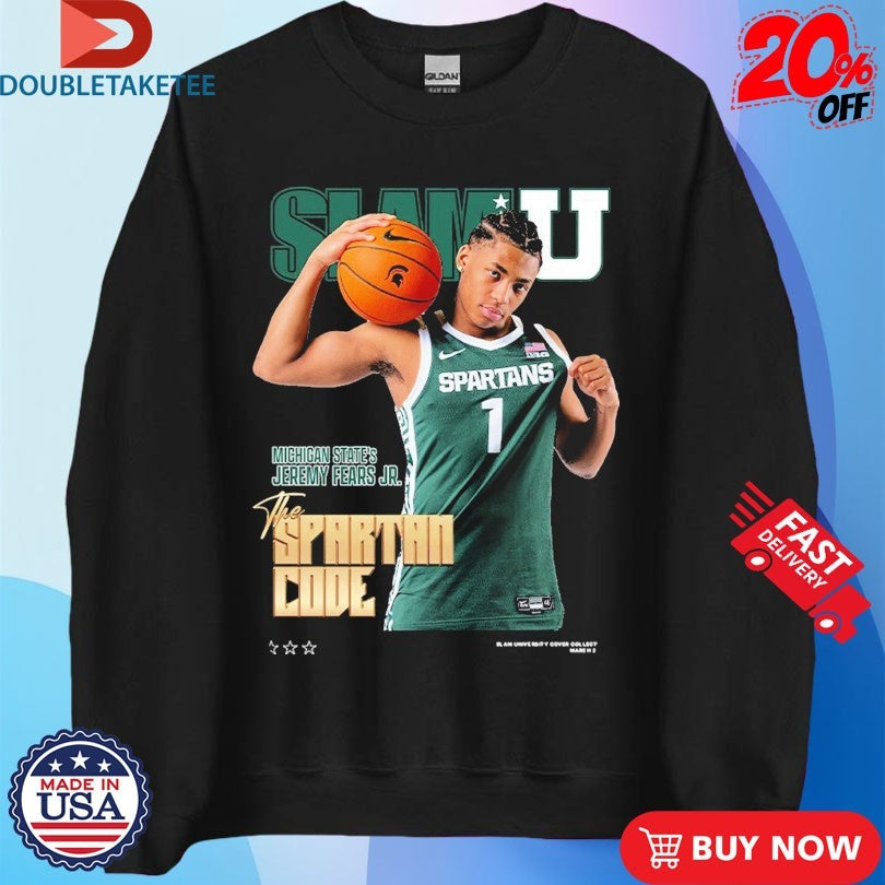 Official Jeremy Fears Jr. Big Ten SlamU Michigan State Spartans The Spartan Code Shirts