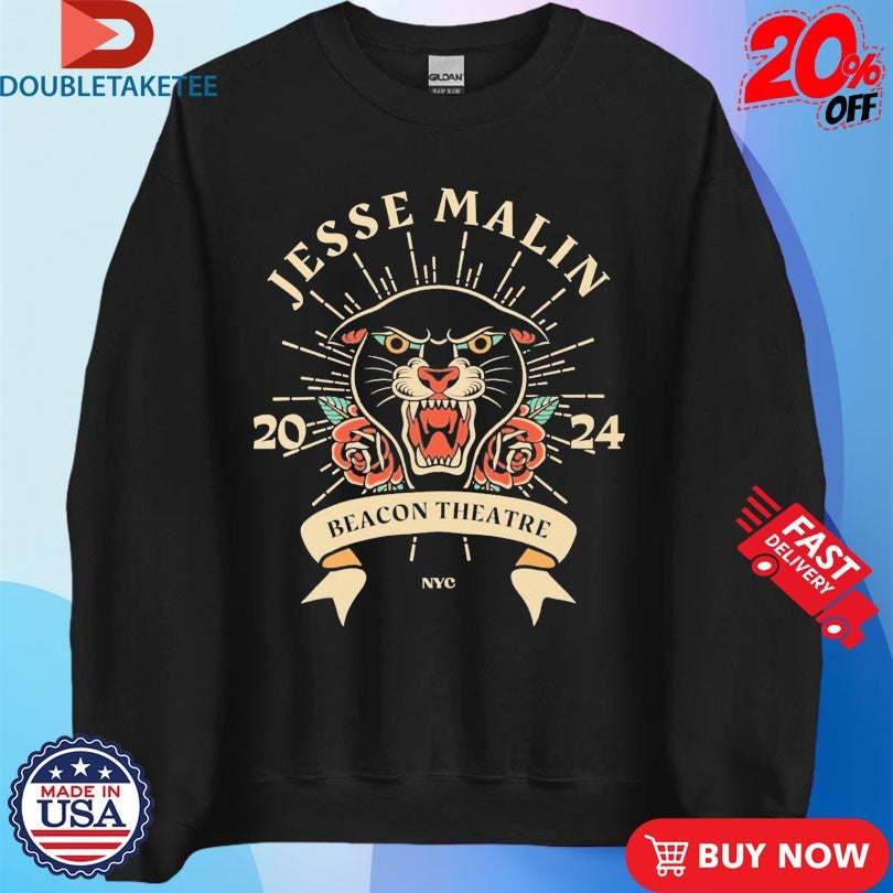 Official Jesse Malin Beacon Theatre NYC Panther 2024 Shirts