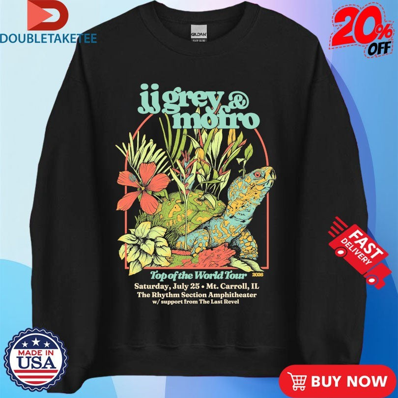 Official Jj Grey And Mofro Top Of The World Tour 2026 Turtle Shirts