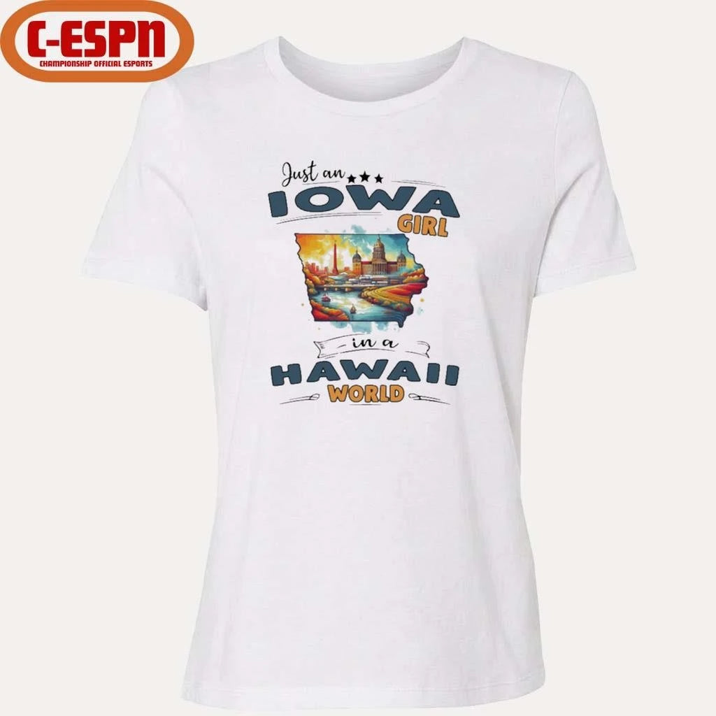 Official Just An Iowa Girl In A Hawaii World Retro Shirt