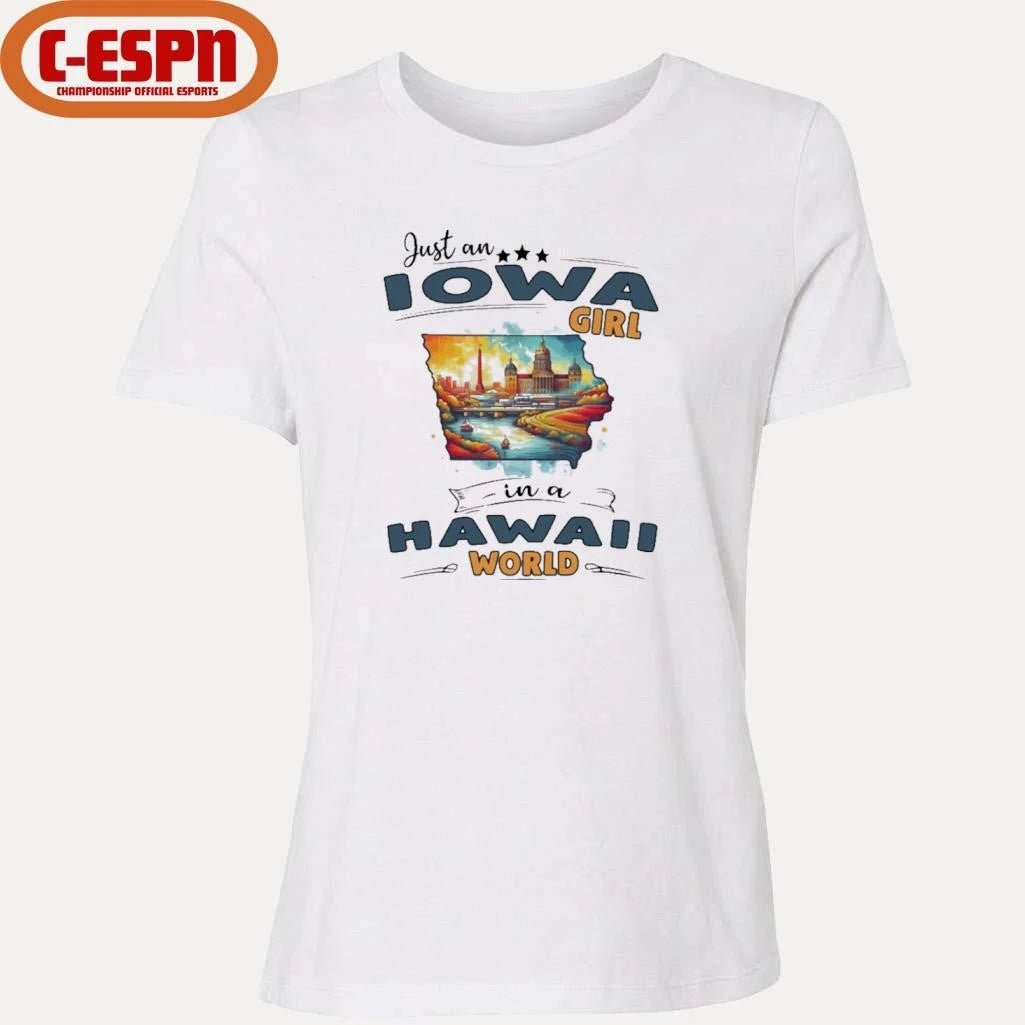 Official Just An Iowa Girl In A Hawaii World Retro Shirt