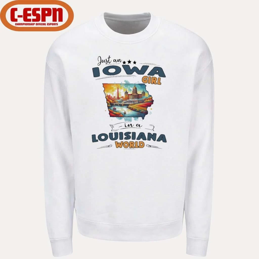 Official Just An Iowa Girl In A Louisiana World Retro Shirt