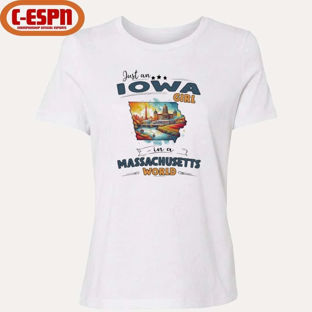 Official Just An Iowa Girl In A Massachusetts World Retro Shirt