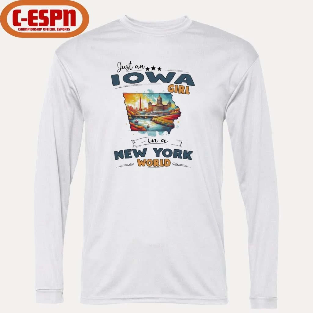 Official Just An Iowa Girl In A New York World Retro Shirt