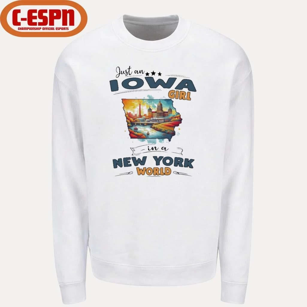 Official Just An Iowa Girl In A New York World Retro Shirt