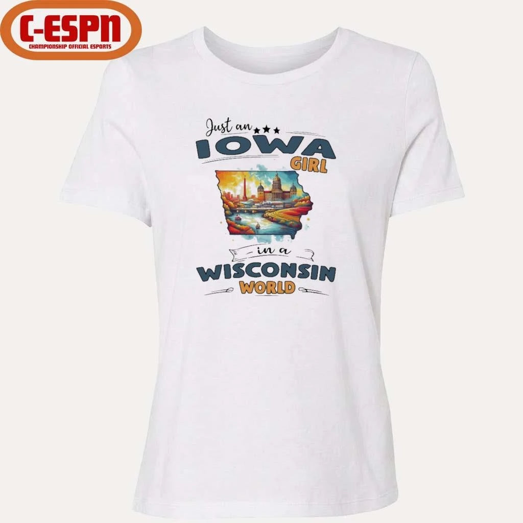 Official Just An Iowa Girl In A Wisconsin World Retro Shirt
