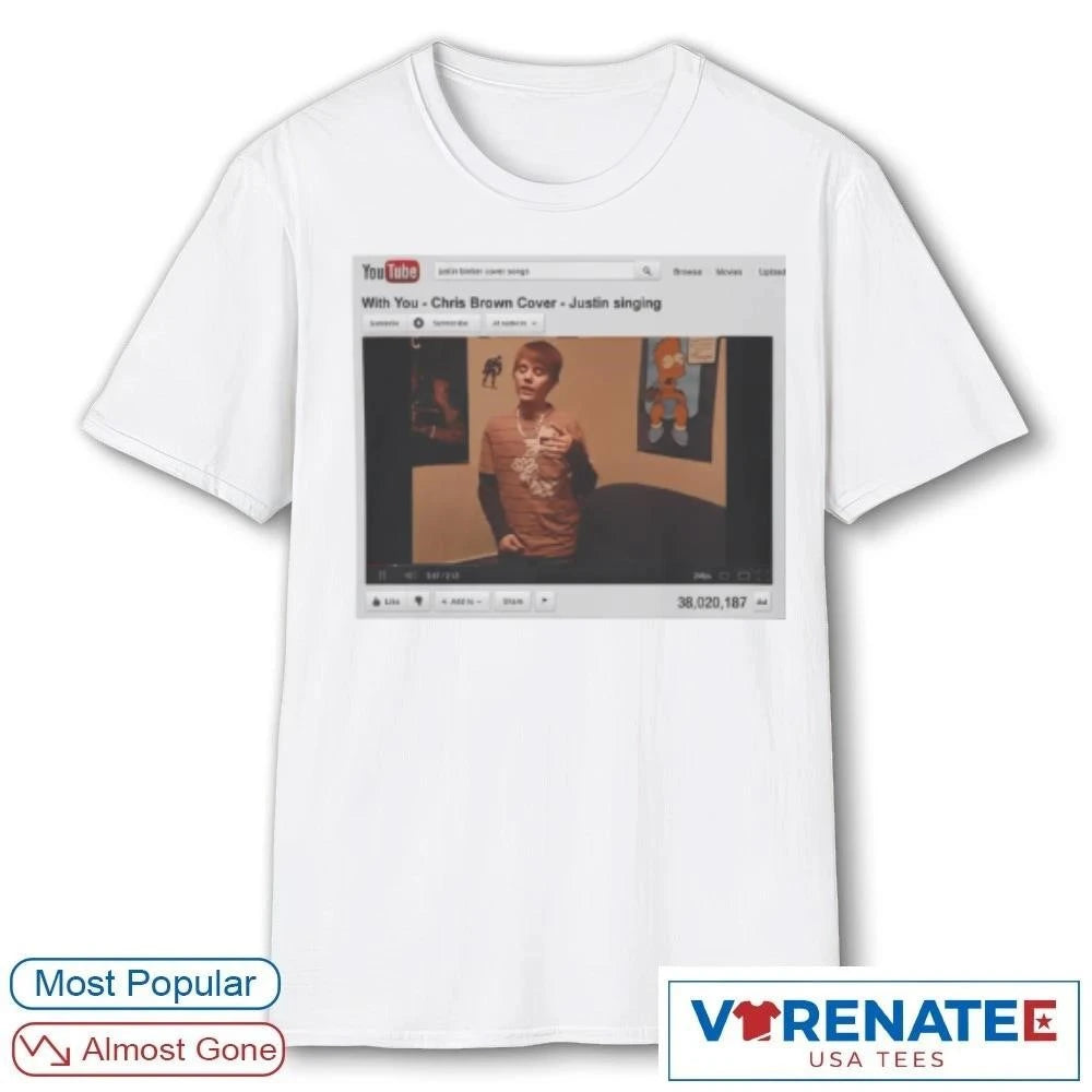 Official Justin Bieber With You Chris Brown Cover Justin Singing 2026 T-Shirt