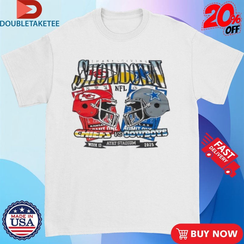 Official Kansas City Chiefs Vs Dallas Cowboys Thanksgiving Showdown Helmet 2025 Shirts