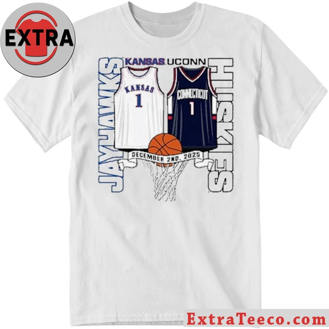 Official Kansas Jayhawks And Connecticut Huskies Basketball vs UConn Huskies December 2, 2025 Shirt