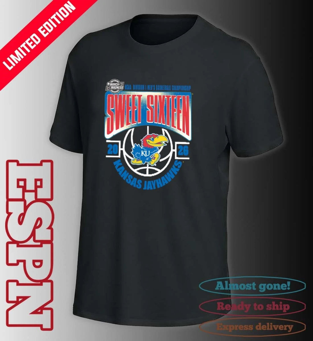 Official Kansas Jayhawks Sweet 16 NCAA DI Men’s Basketball Tournament March Madness 2026 T-Shirt