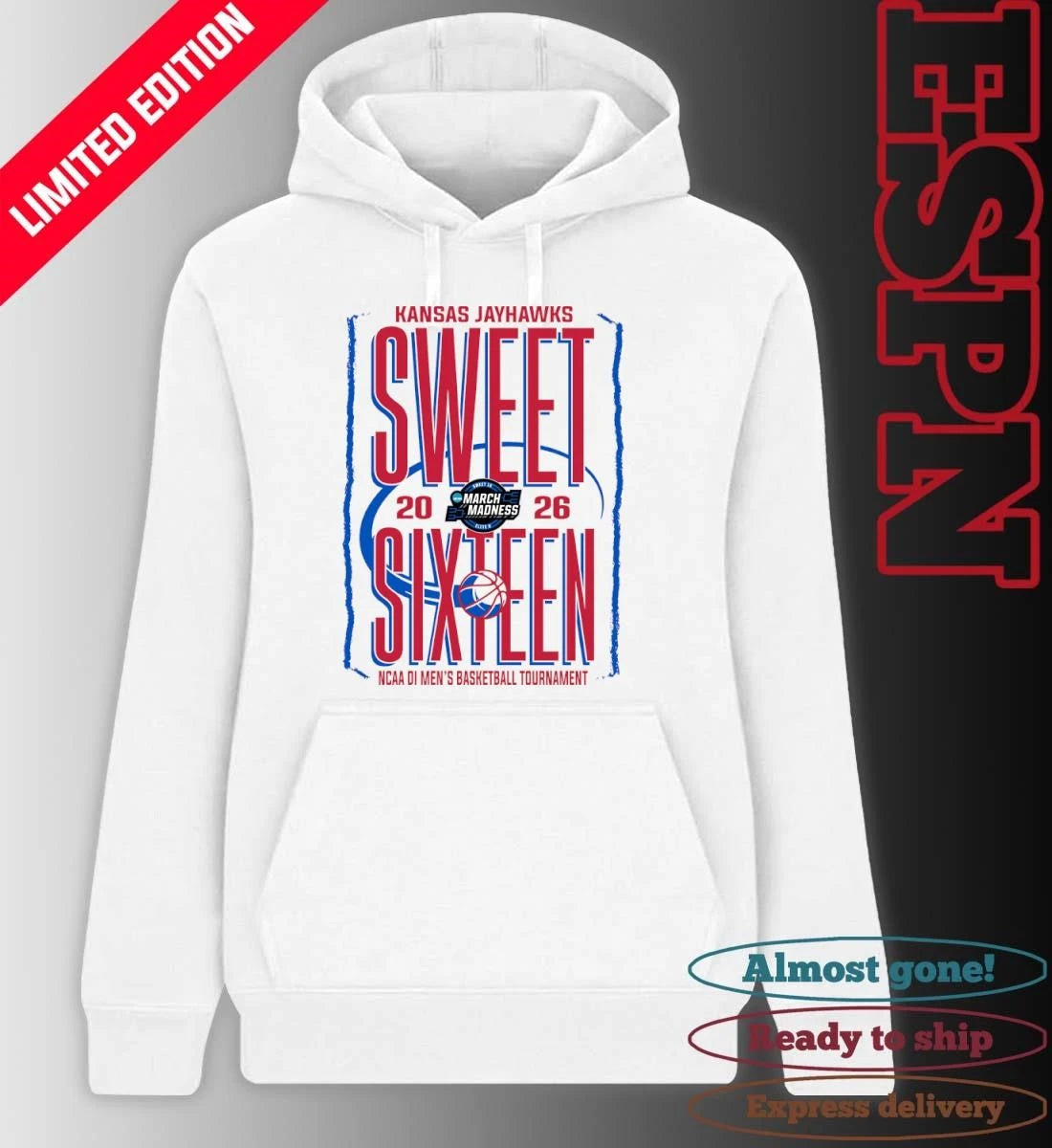 Official Kansas Jayhawks Sweet Sixteen 2026 NCAA DI Men’s Basketball Tournament T-Shirt
