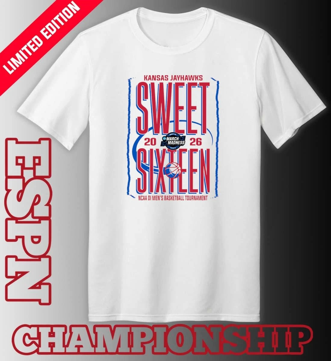 Official Kansas Jayhawks Sweet Sixteen 2026 NCAA DI Men’s Basketball Tournament T-Shirt