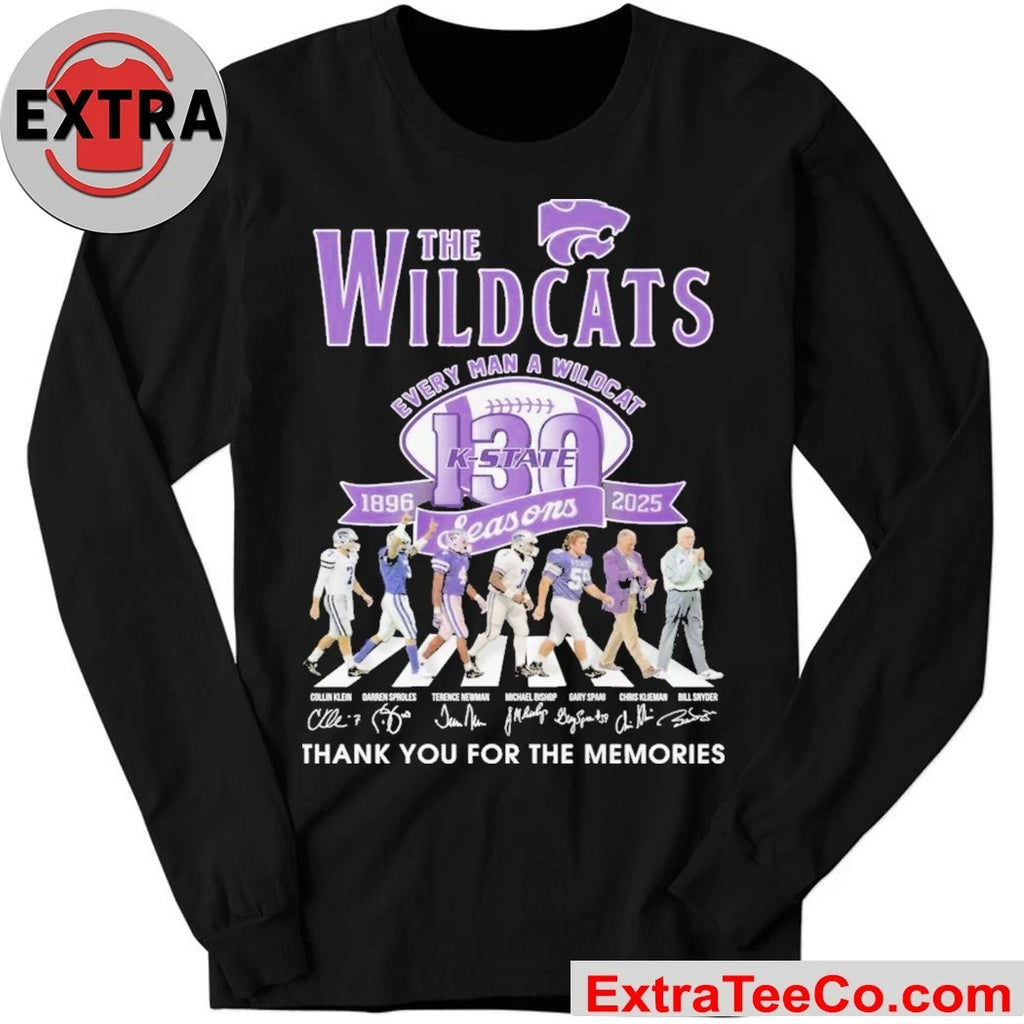 Official Kansas State Wildcats Every Man A Wildcat 1895 2025 Signature Thank You For The Memories Logo T-Shirt