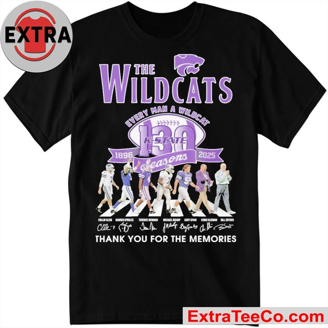 Official Kansas State Wildcats Every Man A Wildcat 1895 2025 Signature Thank You For The Memories Logo T-Shirt