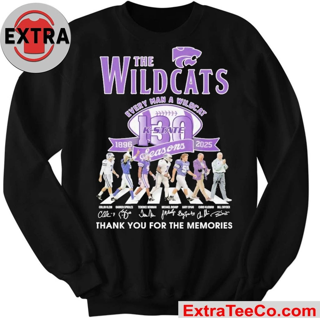 Official Kansas State Wildcats Every Man A Wildcat 1895 2025 Signature Thank You For The Memories Logo T-Shirt