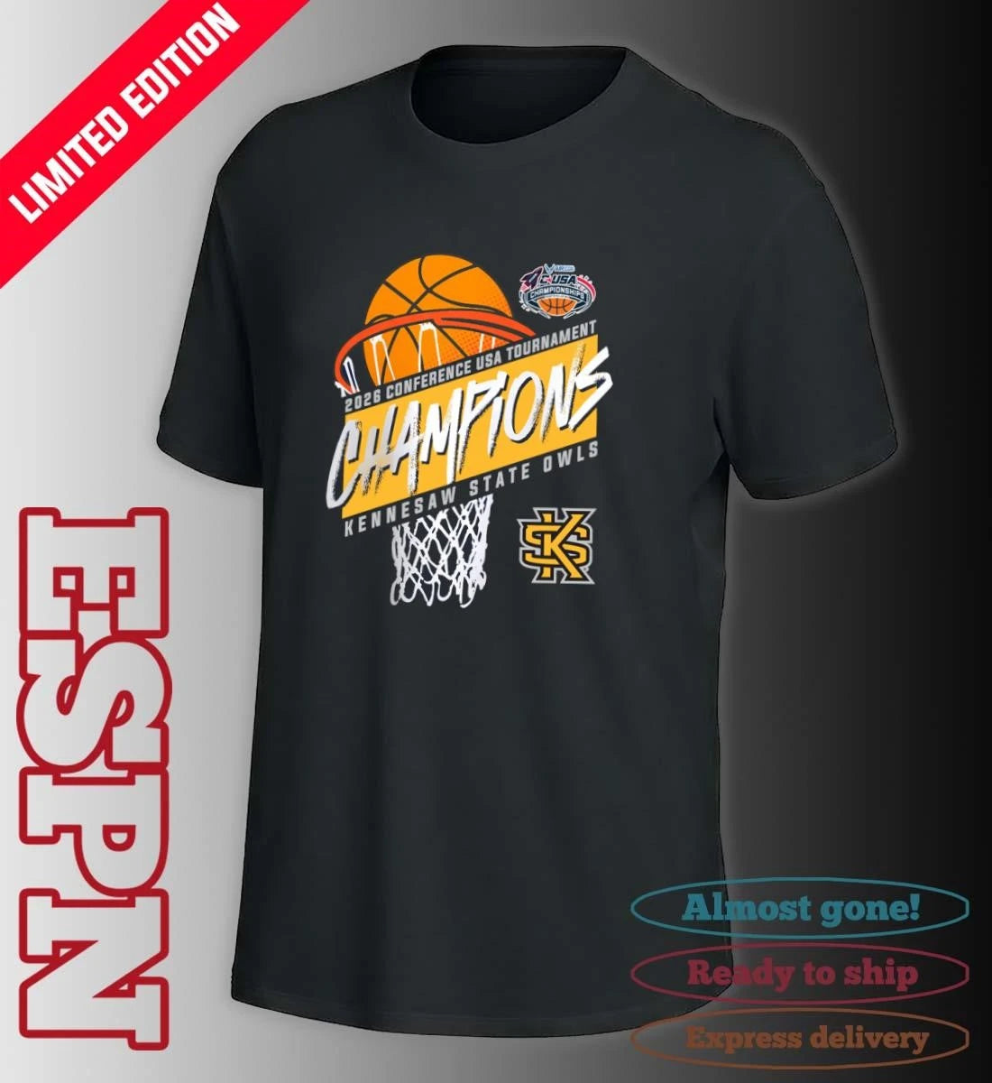 Official Kennesaw State Men’s Basketball Conference USA Tournament Champions 2026 T-Shirt