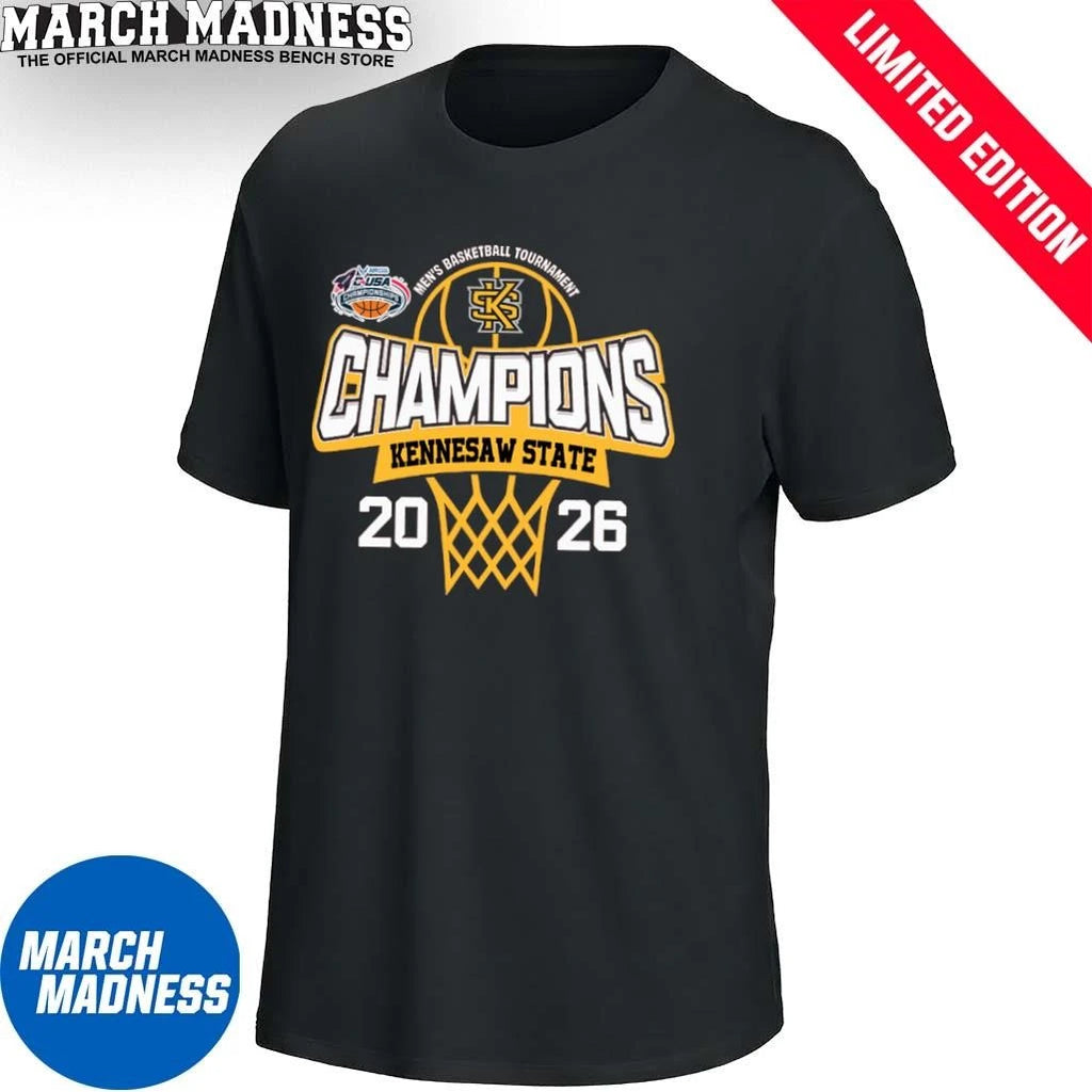 Official Kennesaw State Owls 2026 C-USA Men’s Basketball Tournament Champions T-Shirt