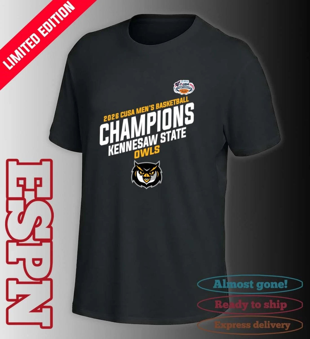 Official Kennesaw State Owls C-USA Men’s Basketball Tournament Champions Locker Room T-Shirt
